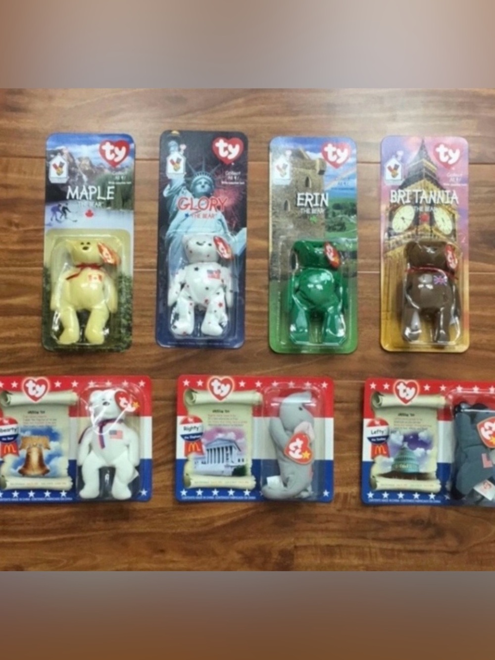 NWT New Vintage Ty Beanie Baby X McDonalds Bears and American Trio Collectible